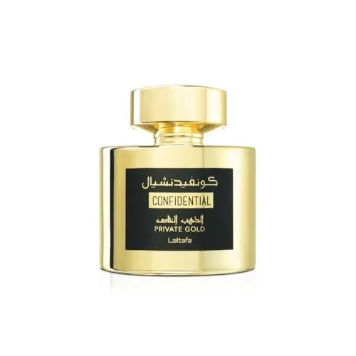 Lattafa Confidential Private Gold, the bottle